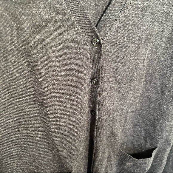Lord & Taylor V-Neck Cardigan Sweater Dark Gray - Picture 3 of 14